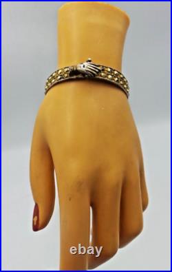 Antique Lady Filigree Hand Victorian Gilt 925 Sterling Silver Hand Cuff Braclet