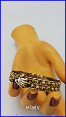 Antique Lady Filigree Hand Victorian Gilt 925 Sterling Silver Hand Cuff Braclet