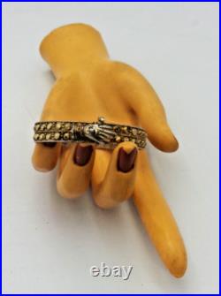 Antique Lady Filigree Hand Victorian Gilt 925 Sterling Silver Hand Cuff Braclet