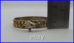 Antique Lady Filigree Hand Victorian Gilt 925 Sterling Silver Hand Cuff Braclet