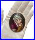 Antique Large Victorian Portrait brooch hand Painted Girl BEAUTIFUL DETAIL
