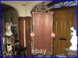 Antique Large Wall Mirror 19th century Hand Carved Floral Gold Gesso 54 Tall
