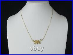 Antique Lavalier Necklace Victorian Period Diamond Seed Pearl Floral 14K 18