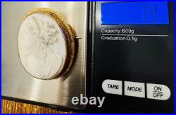 Antique Left Facing Victorian Carved Shell Cameo 10K Gold Pin Brooch 7.9 Grams