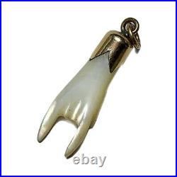 Antique Mano Cornuto Pendant Fob, Gold Fill + Mother of Pearl