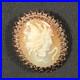Antique Medusa Cameo Brooch Hand Carved Shell Gold Filled Mythological Woman