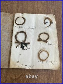 Antique Memorial Miniature Mourning Hair Wreaths with Hand Written Letter
