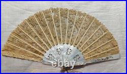 Antique Mother Of Pearl And Lace Hand Fan