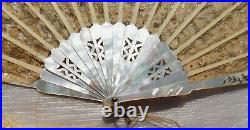 Antique Mother Of Pearl And Lace Hand Fan