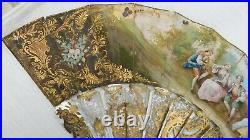 Antique Mother Of Pearl And Paper Hand Fan