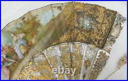 Antique Mother Of Pearl And Paper Hand Fan