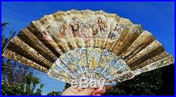 Antique Mother Of Pearl And Paper Hand Fan In Your Original Box