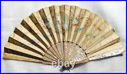 Antique Mother Of Pearl And Silk Hand Fan