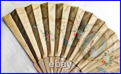 Antique Mother Of Pearl And Silk Hand Fan