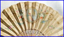 Antique Mother Of Pearl And Silk Hand Fan