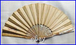 Antique Mother Of Pearl And Silk Hand Fan