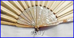 Antique Mother Of Pearl And Silk Hand Fan