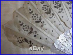 Antique Mother Pearl + Silk Hand Fan-Custom Framed-Original-Sequins