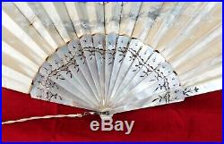 Antique Mother of Pearl signed Hand Fan, Dance Card and first Communion Book