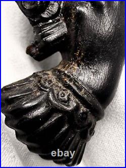 Antique Mourning Brooch Gutta Percha Victorian Hand Black Rose C Clasp 1800's