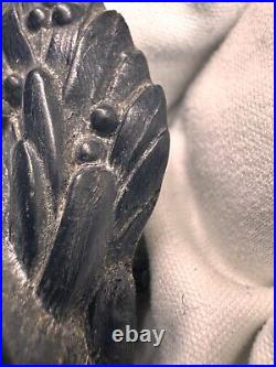 Antique Mourning Brooch Gutta Percha Victorian Hand Black Rose C Clasp 1800's