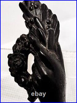 Antique Mourning Brooch Gutta Percha Victorian Hand Black Rose C Clasp 1800's
