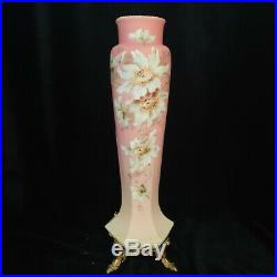 Antique Nakara Art Glass Vase Victorian Antique CF Monroe Hand Painted Vase