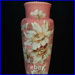 Antique Nakara Art Glass Vase Victorian Antique CF Monroe Hand Painted Vase