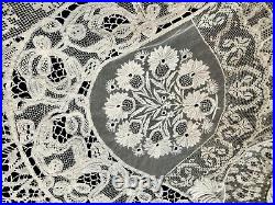 Antique Normandy hand made mixed lace tablecloth 56 x 78