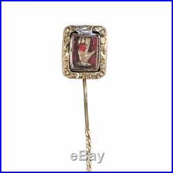 Antique Odd Fellows Heart in Hand Stick Pin Georgian Victorian Fraternal Masonic