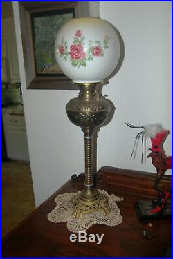 Antique Oil Lamp conversion with hand painted globe