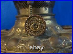 Antique Oil/kerosene Lamp Electrified Gwtw Hand Painted Ball Shade Clear Chimney