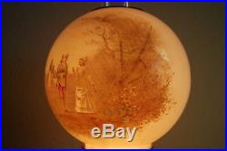 Antique Old Victorian Kerosene Oil Gwtw Lamp Shade Glass Globe Hand Painted