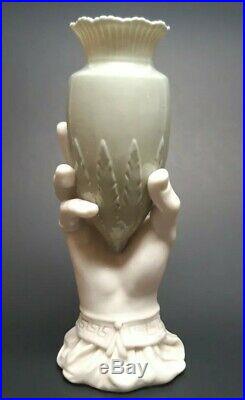 Antique Parian Ware Porcelain Figurine Victorian Hand Spill Vase 7.75 Amphora