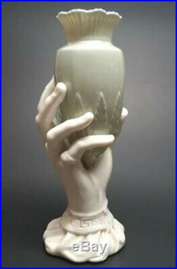 Antique Parian Ware Porcelain Figurine Victorian Hand Spill Vase 7.75 Amphora
