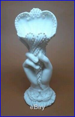 Antique Parian Ware Porcelain Figurine Victorian Hand Spill Vase 8 Cornucopia