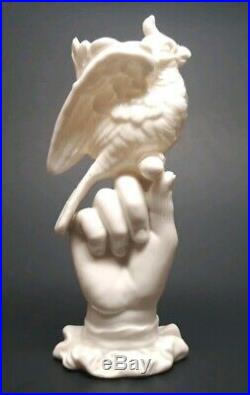 Antique Parian Ware Porcelain Figurine Victorian Hand Spill Vase Holding Bird 7