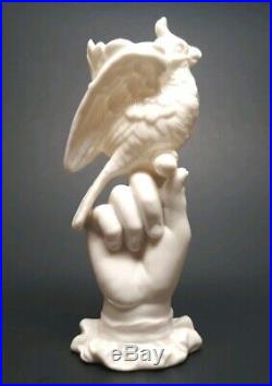 Antique Parian Ware Porcelain Figurine Victorian Hand Spill Vase Holding Bird 7