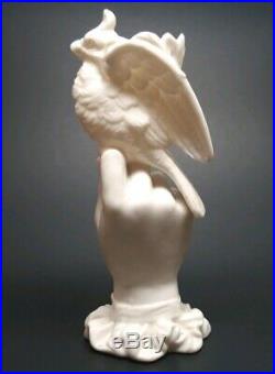 Antique Parian Ware Porcelain Figurine Victorian Hand Spill Vase Holding Bird 7