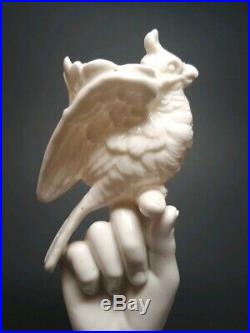 Antique Parian Ware Porcelain Figurine Victorian Hand Spill Vase Holding Bird 7