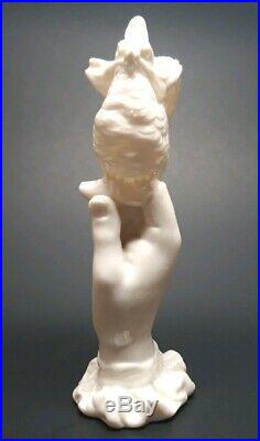 Antique Parian Ware Porcelain Figurine Victorian Hand Spill Vase Holding Bird 7