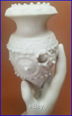 Antique Parian Ware Porcelain Staffordshire Victorian Hand Vase Urn 7.5 #2