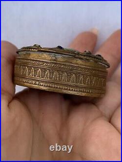 Antique Patch Box 19th Victorian hand painted Woman's Image Circa 1890s Rare