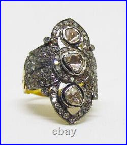 Antique Period Victorian Ladies 14k Solid Gold Hand Cut Diamond Filigree Ring