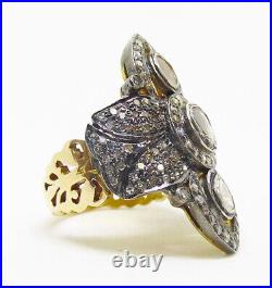 Antique Period Victorian Ladies 14k Solid Gold Hand Cut Diamond Filigree Ring