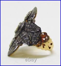 Antique Period Victorian Ladies 14k Solid Gold Hand Cut Diamond Filigree Ring