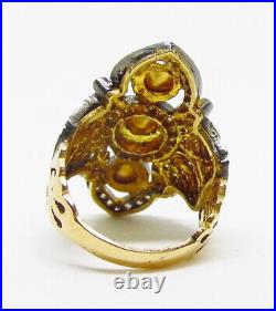 Antique Period Victorian Ladies 14k Solid Gold Hand Cut Diamond Filigree Ring