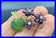 Antique Pin Brooch Gold Plated. 925 Silver Carved Jade Amethyst Flower Bouquet