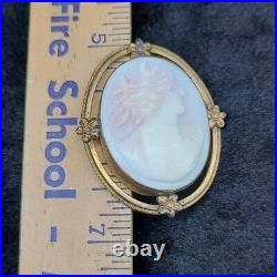 Antique Pink Coral Goddess Artemis Early Victorian Hand-carved Cameo Pendant