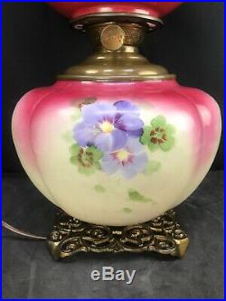 Antique Pittsburgh Success GWTW Oil Lamp Gone With The Wind Hand Painted Glass